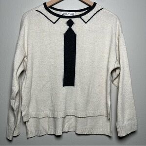 Wildfox Women Sweater Medium Red Silk Wool Speckled Preppy Dinner Party Polo Tie